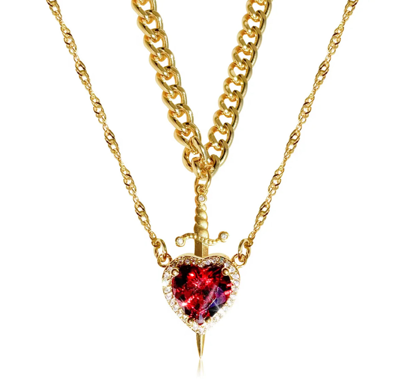 Heart and Sword Necklace